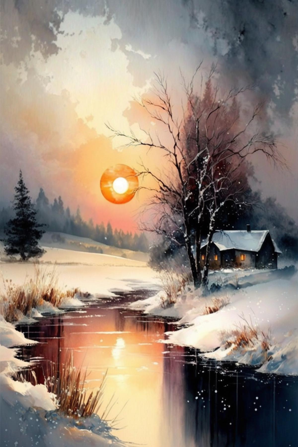 Frost and sun wonderful day. Oh, what are you doing, my lovely friend. :: Watercolor