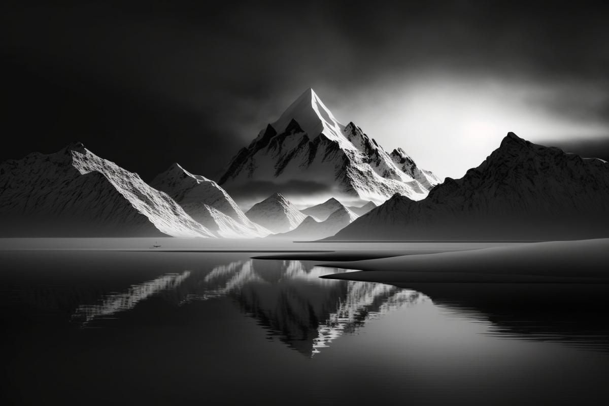 Arctic dark and white landscape minimalism