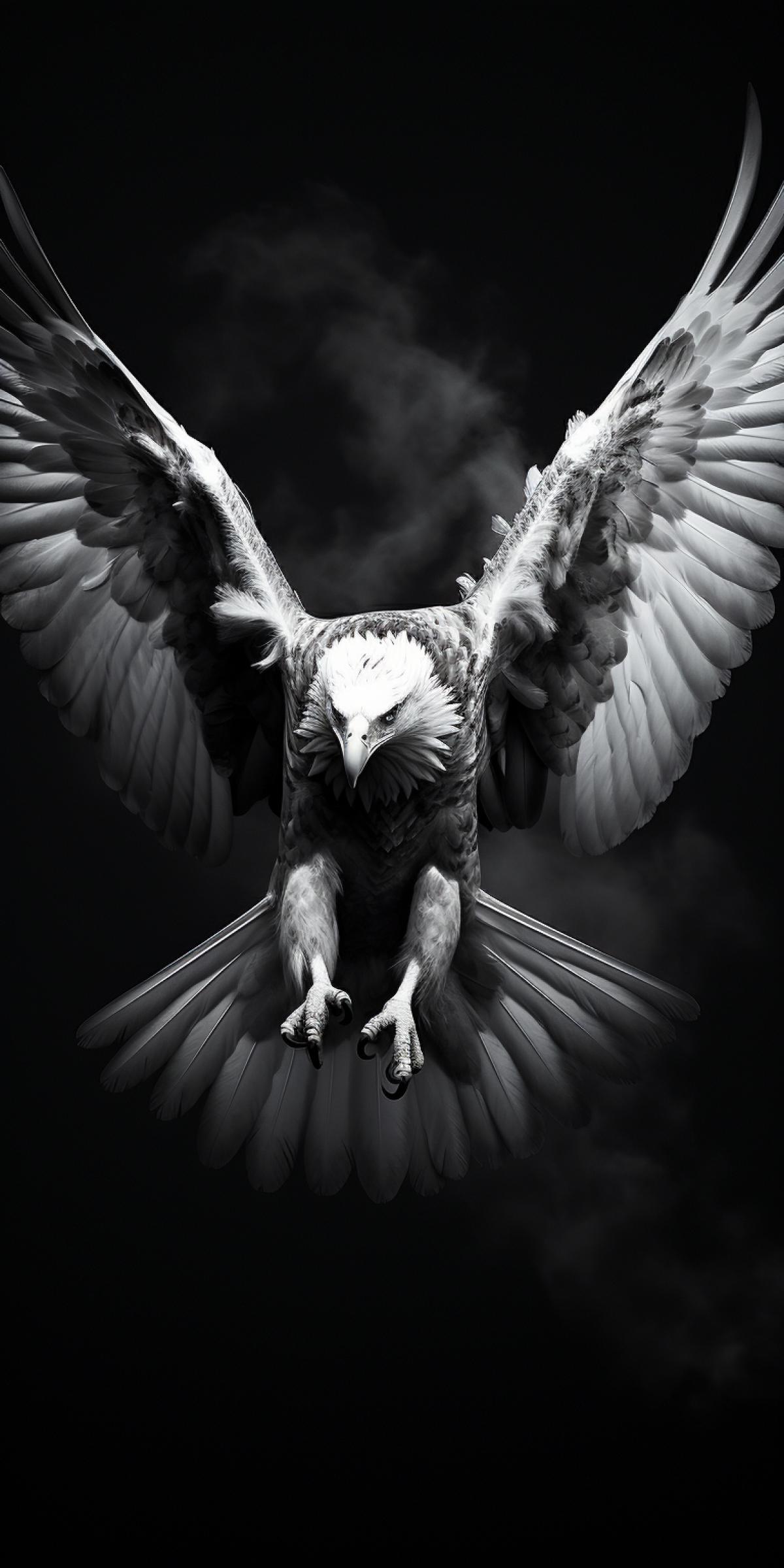 hide me under the shadow of your mighty wing, mesmerizing, dynamic com4k and dramatic lighting, dark and white