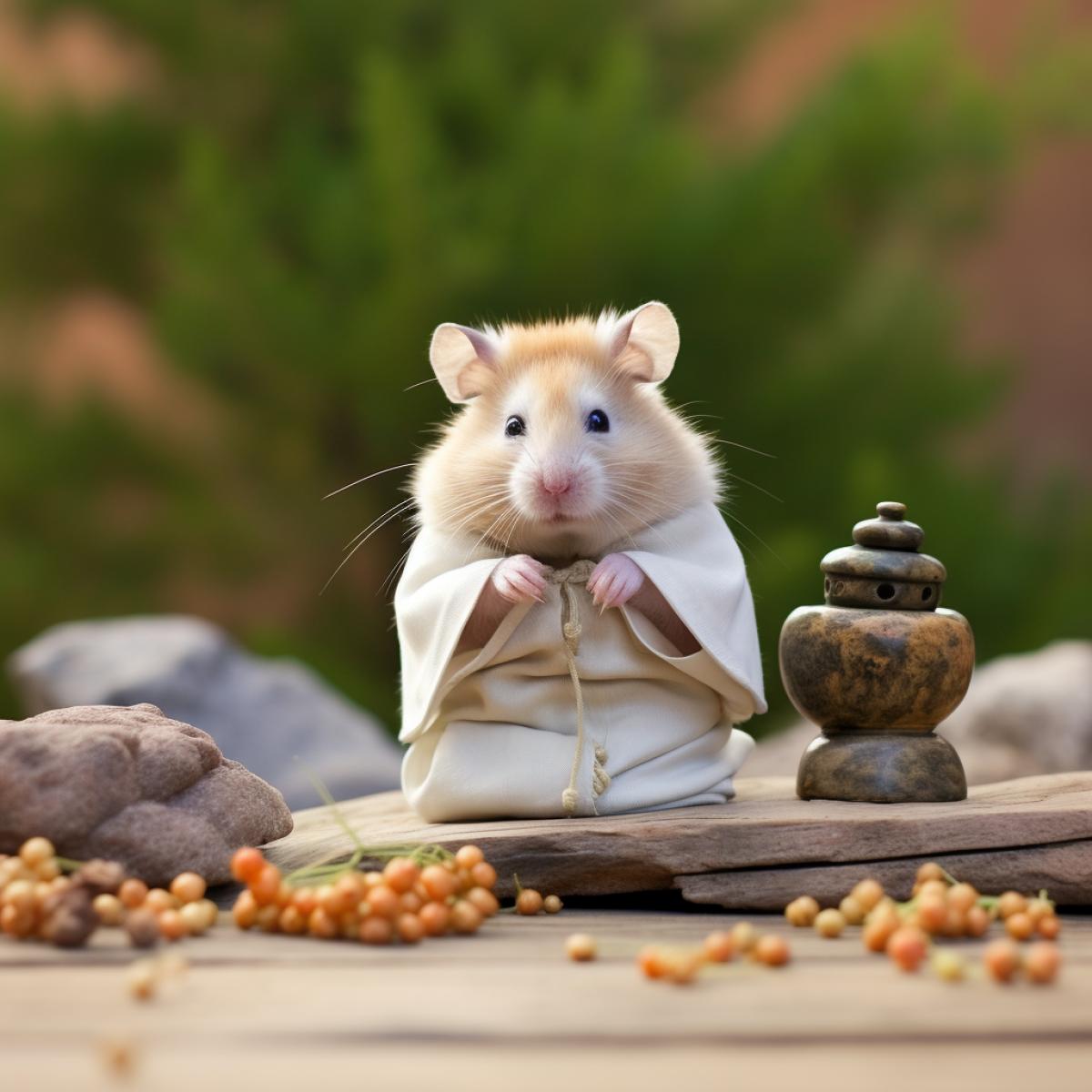 Cute hamster knows zen