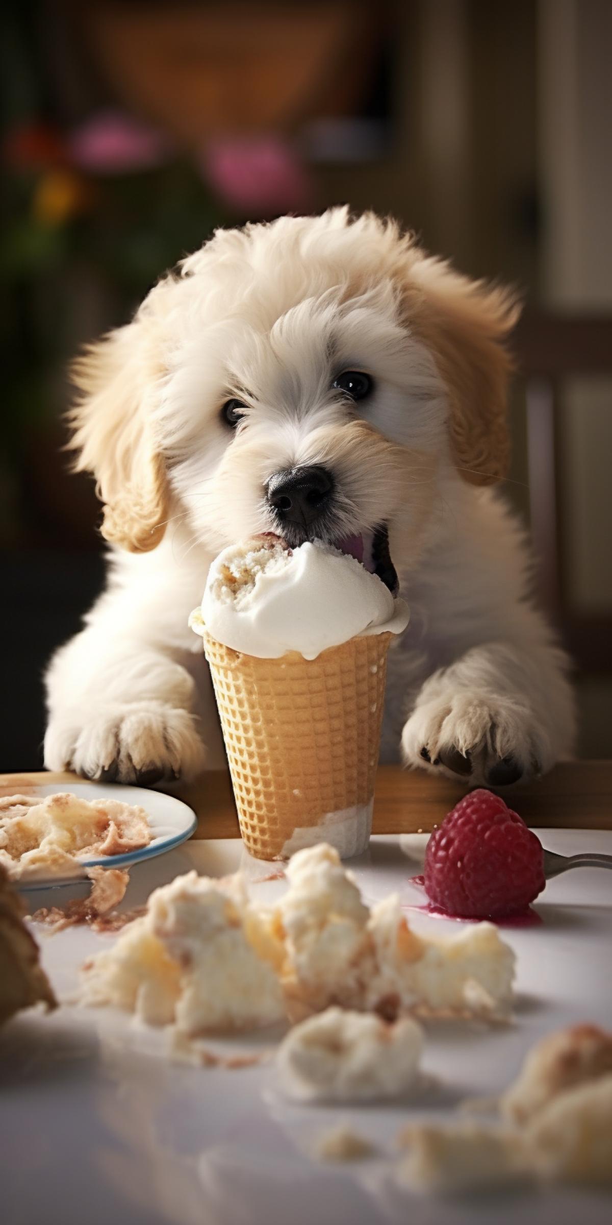 puppy dog, bockig, ice cream, funny, photography