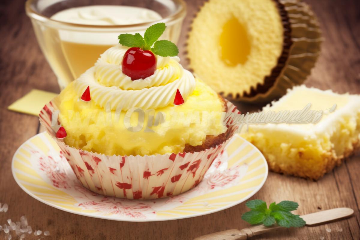 Pineapple juicy cupcake, very appetizing, home-style, photo