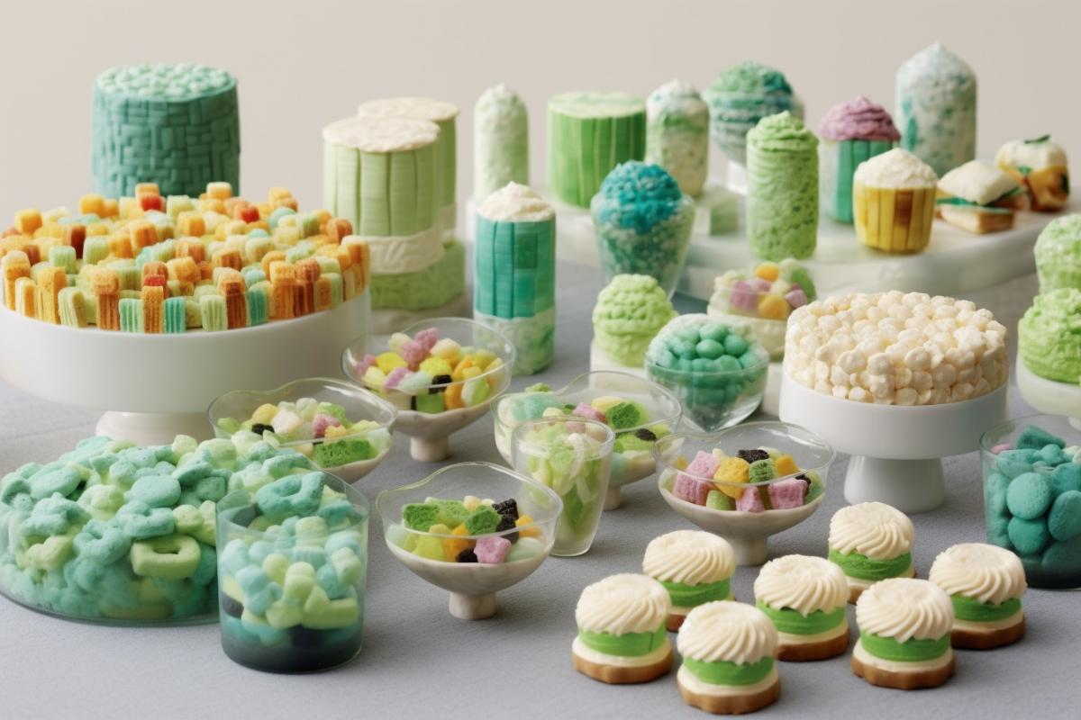 A lot of sweets, desserts, delicious cakes, an abundance of cakes, a lot of sweets