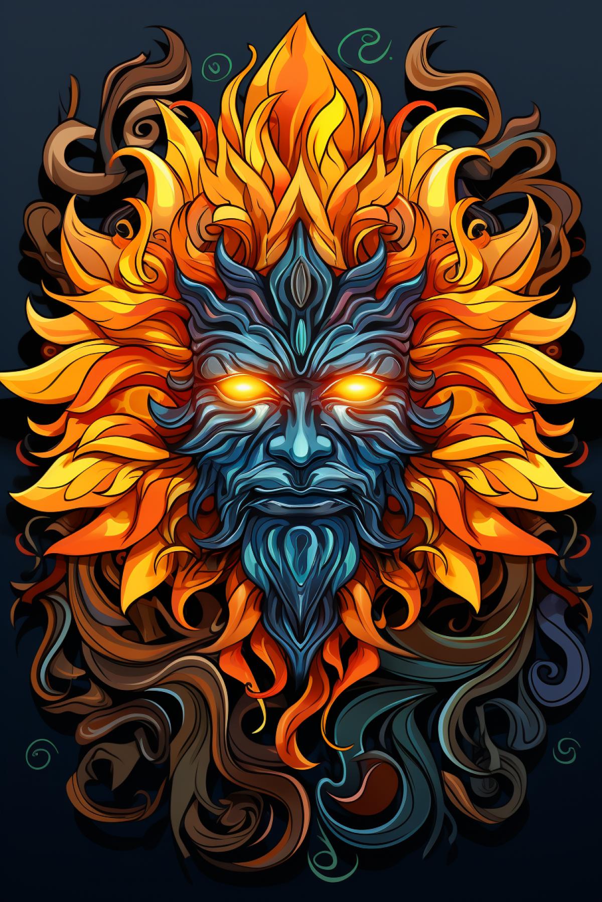 The pagan Slavic god Yarilo, a stylized image of the Sun, costumes and paraphernalia of ancient Slavic mythology