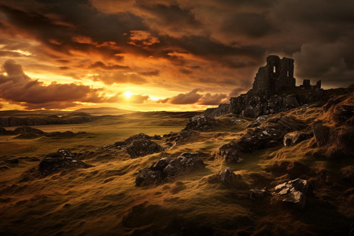 Dark sunset over celtic kingdom