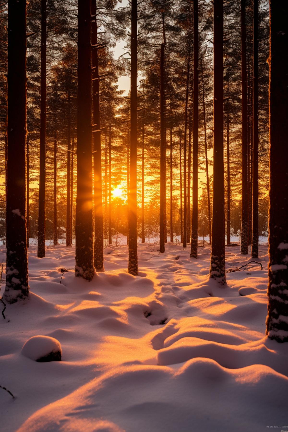 Sunset over the winter forest by Heinrich Gogarten