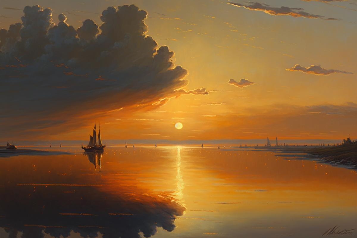 sunset over the sea, Kuindzhi style