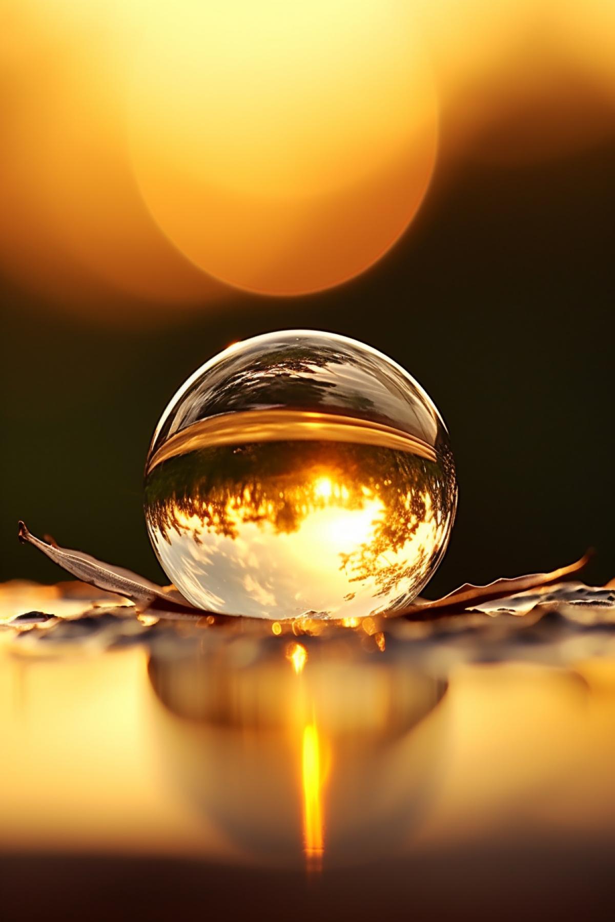 fractal waterdrop , sunset, light yellow nature background