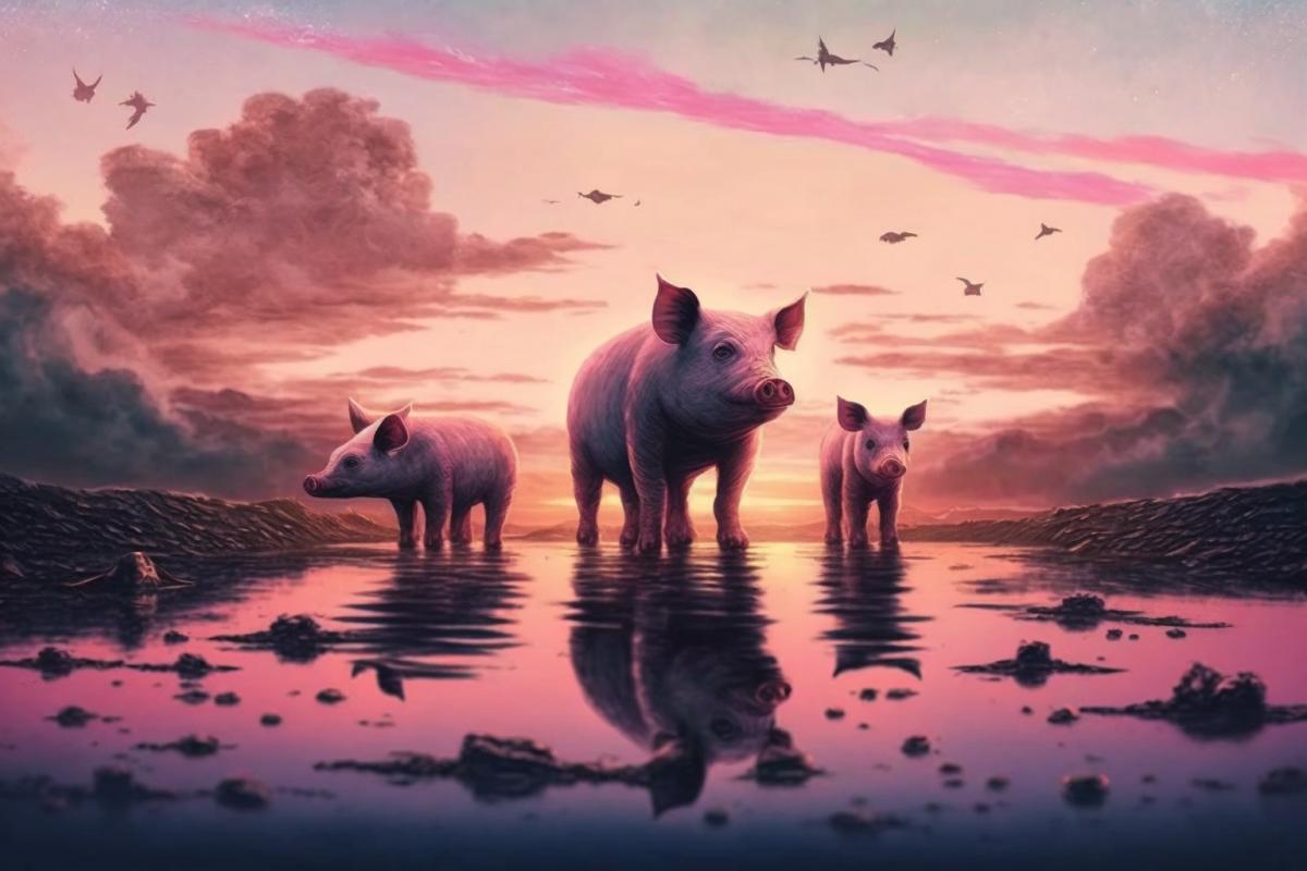 Pig hallucinations at sunset