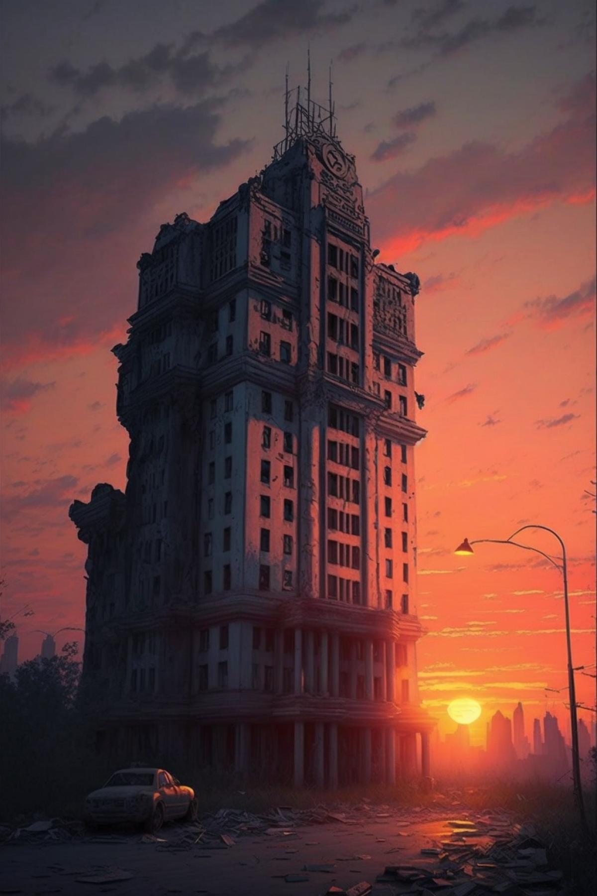 Abandoned Moscow at sunset