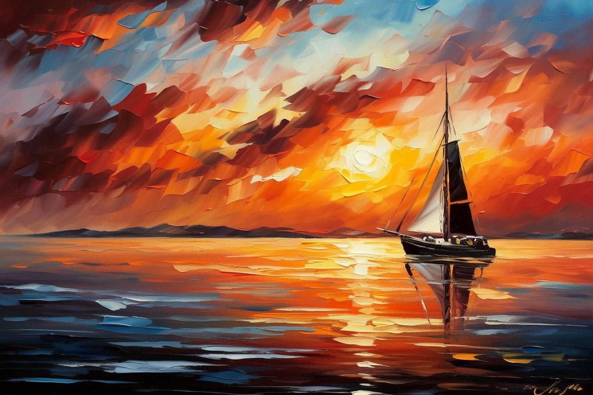 Sunset over Arly, oil painting by Leonid Afremov