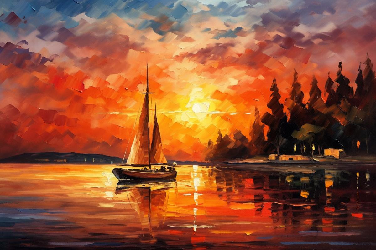 Sunset over Arly, oil painting by Leonid Afremov