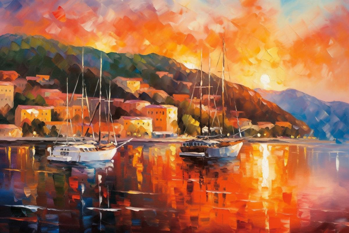 Sunset over Arly, oil painting by Leonid Afremov