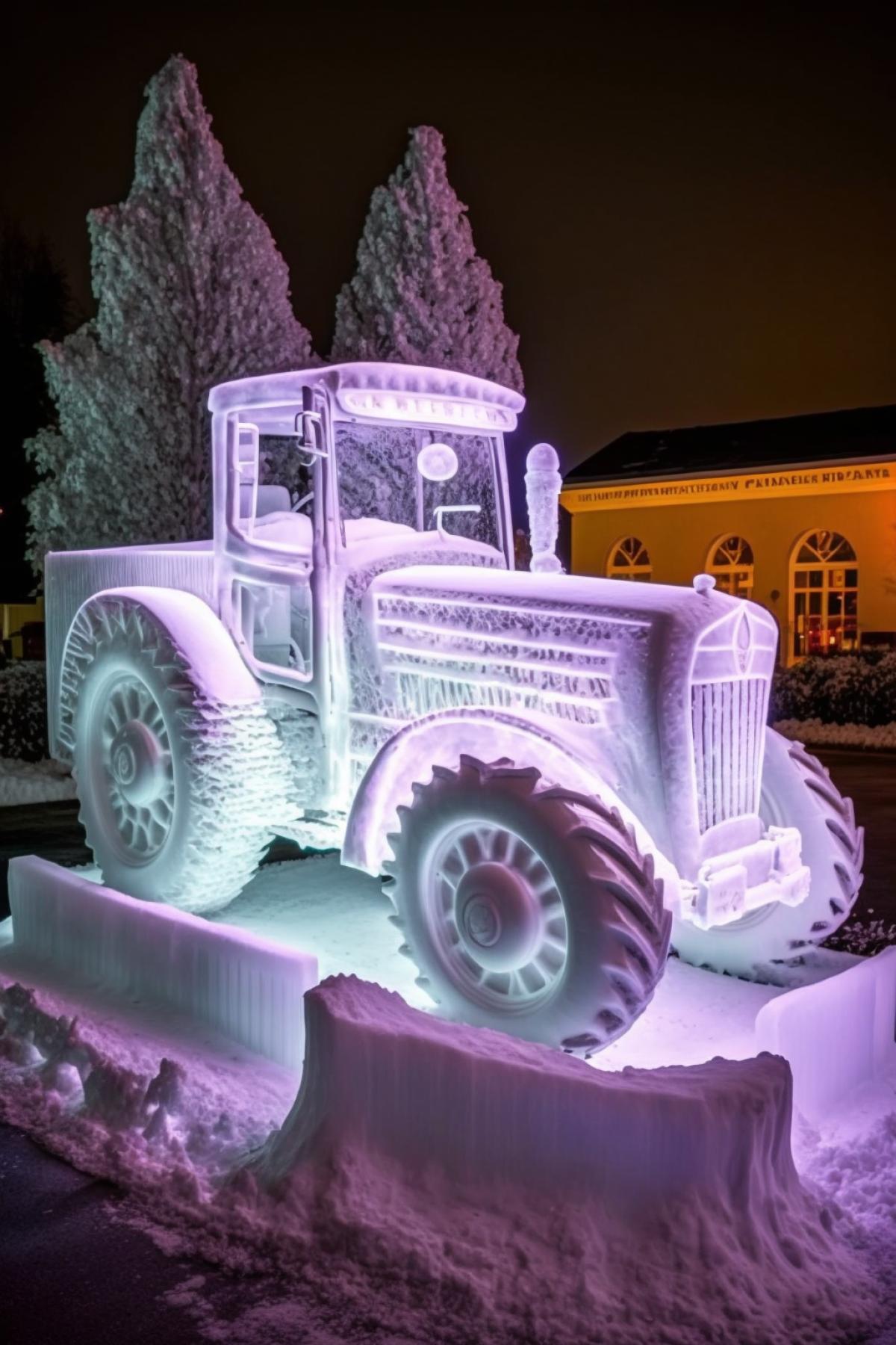 ice sculpture dramatic tractor