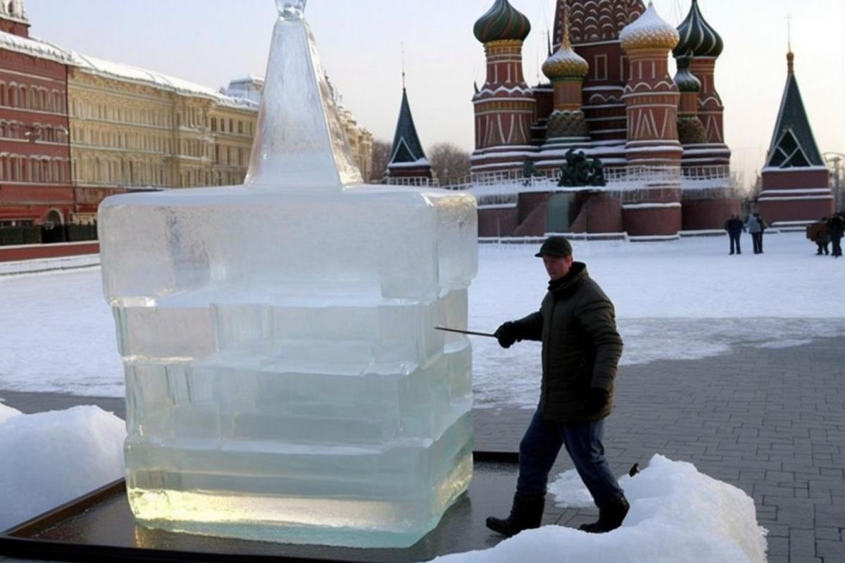 Ice sculpture in the form of Russia