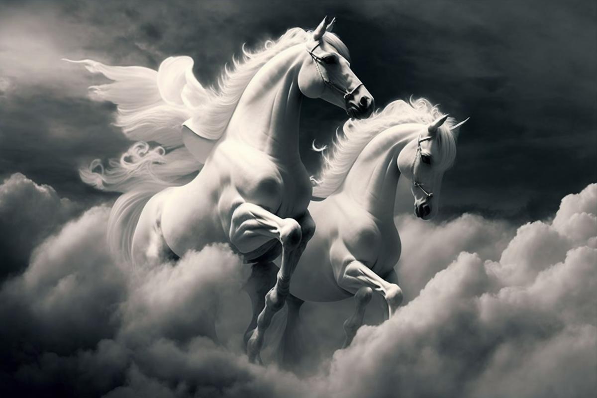 Clouds white-winged horses