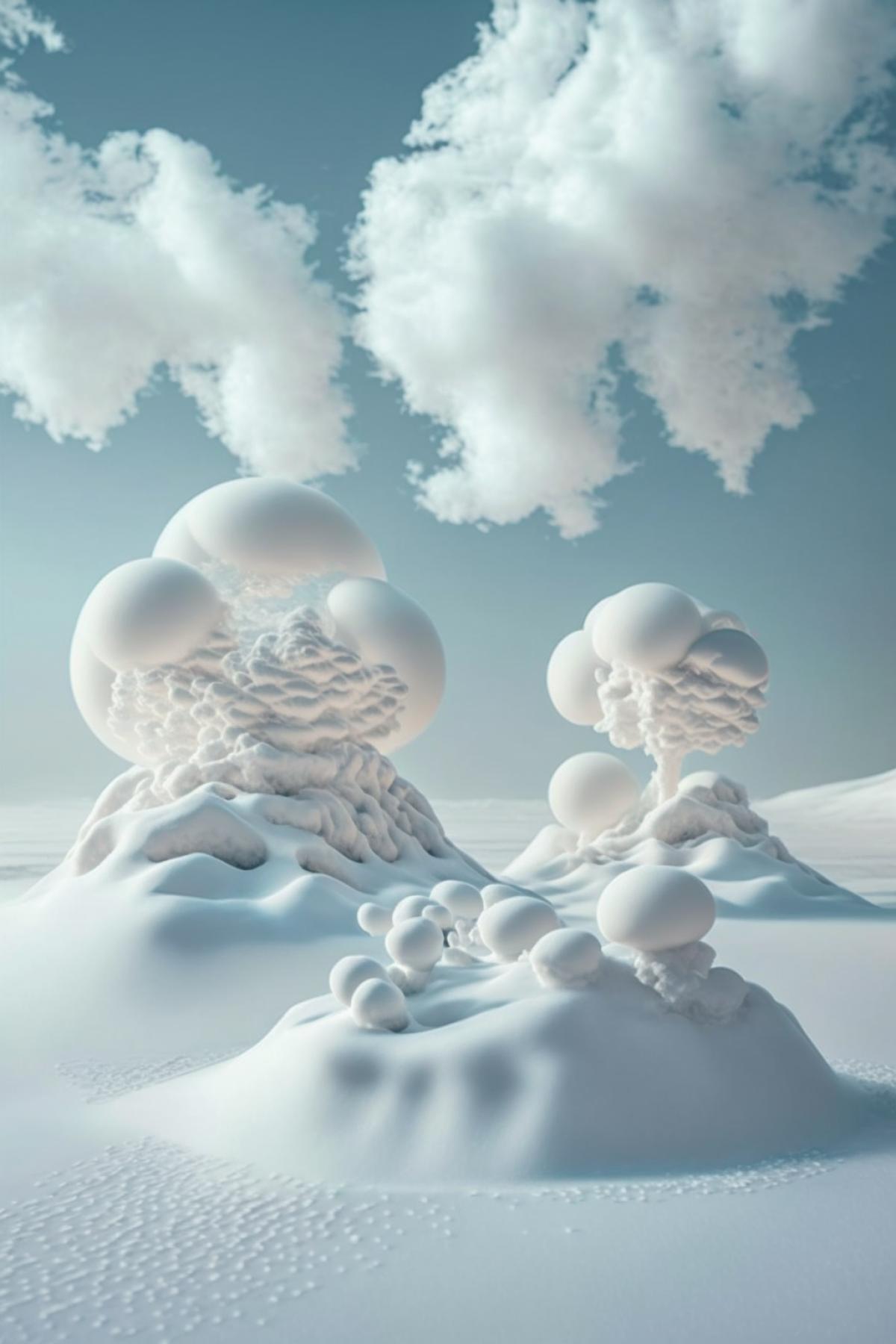 Snow-white hallucinations in the form of air clouds