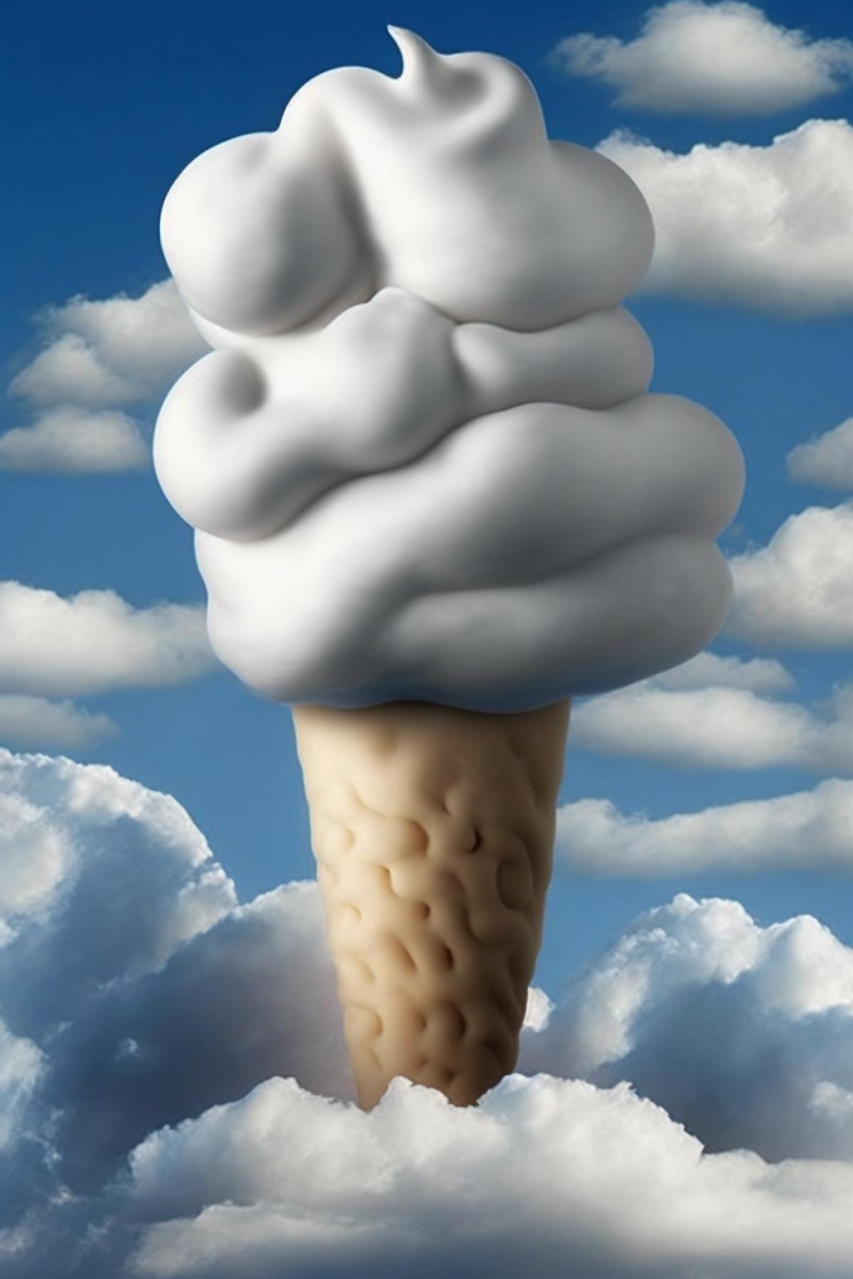 Ice cream in the form of clouds