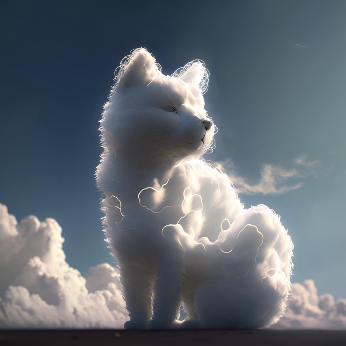 cloud outline like a cat, digital art, unreal engine