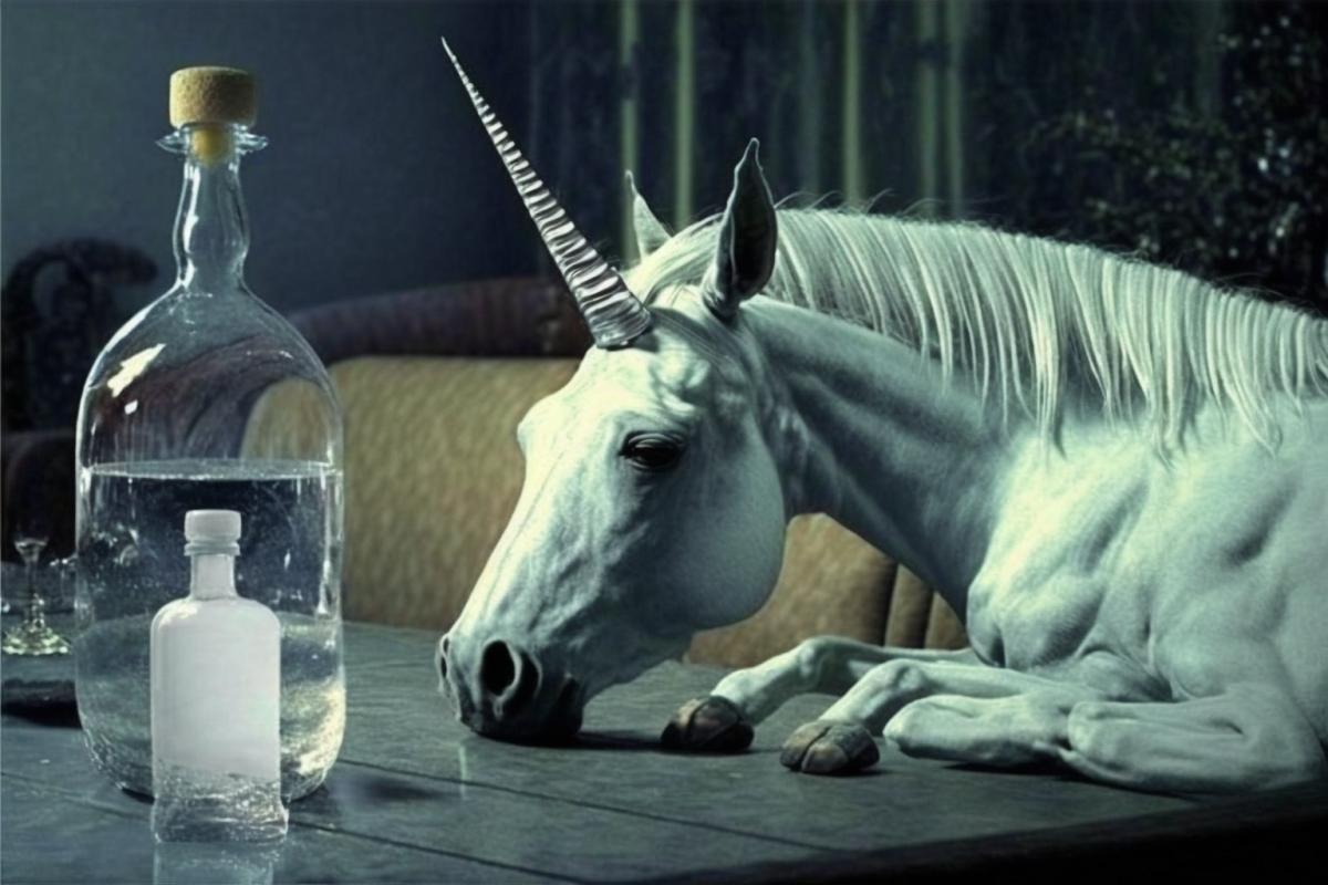 the drunkard sees a ghostly unicorn