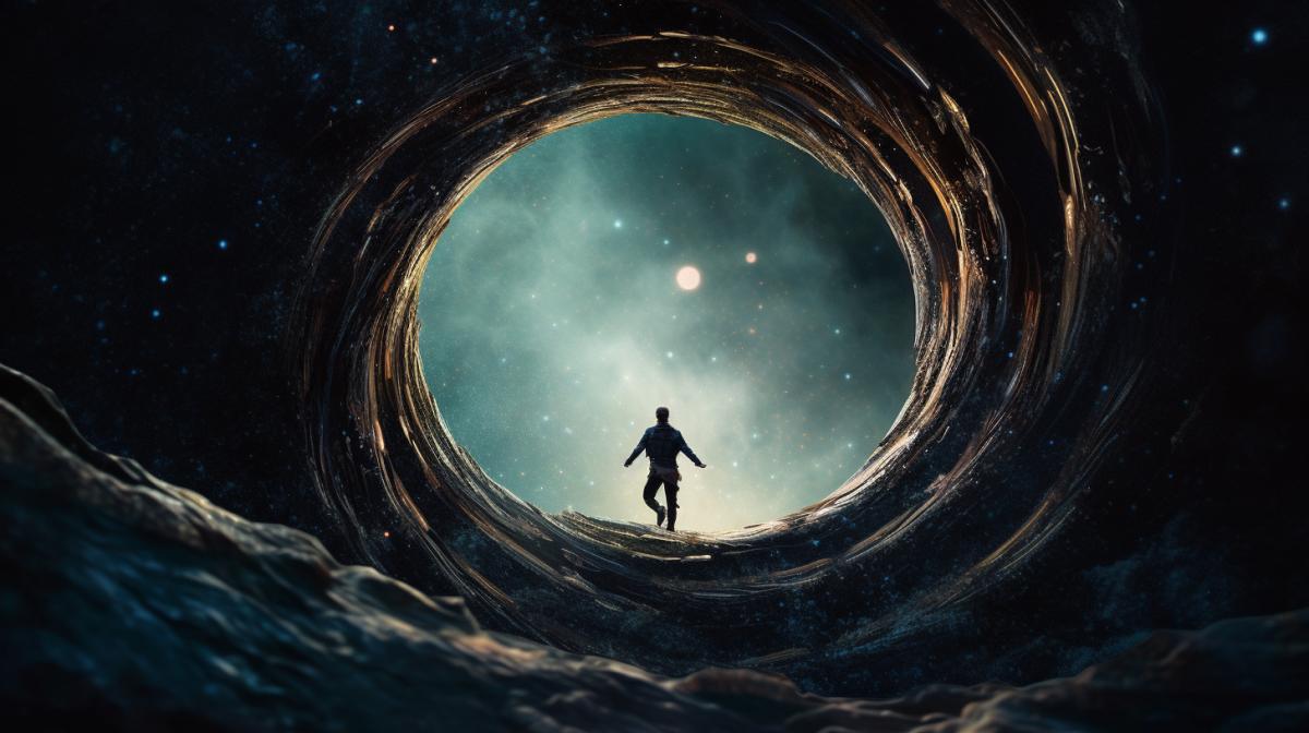 man falls into dark infinity