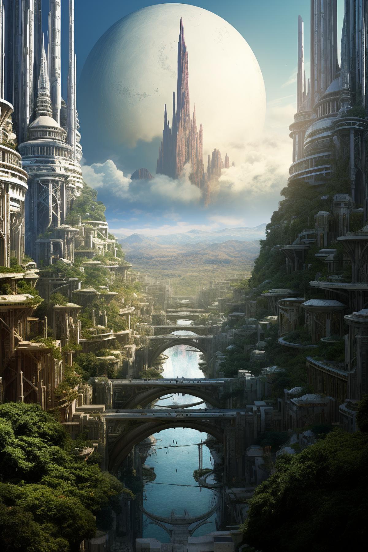 Future, fantasy, incredible city on another planet, incredible beauty, ultra-detailed