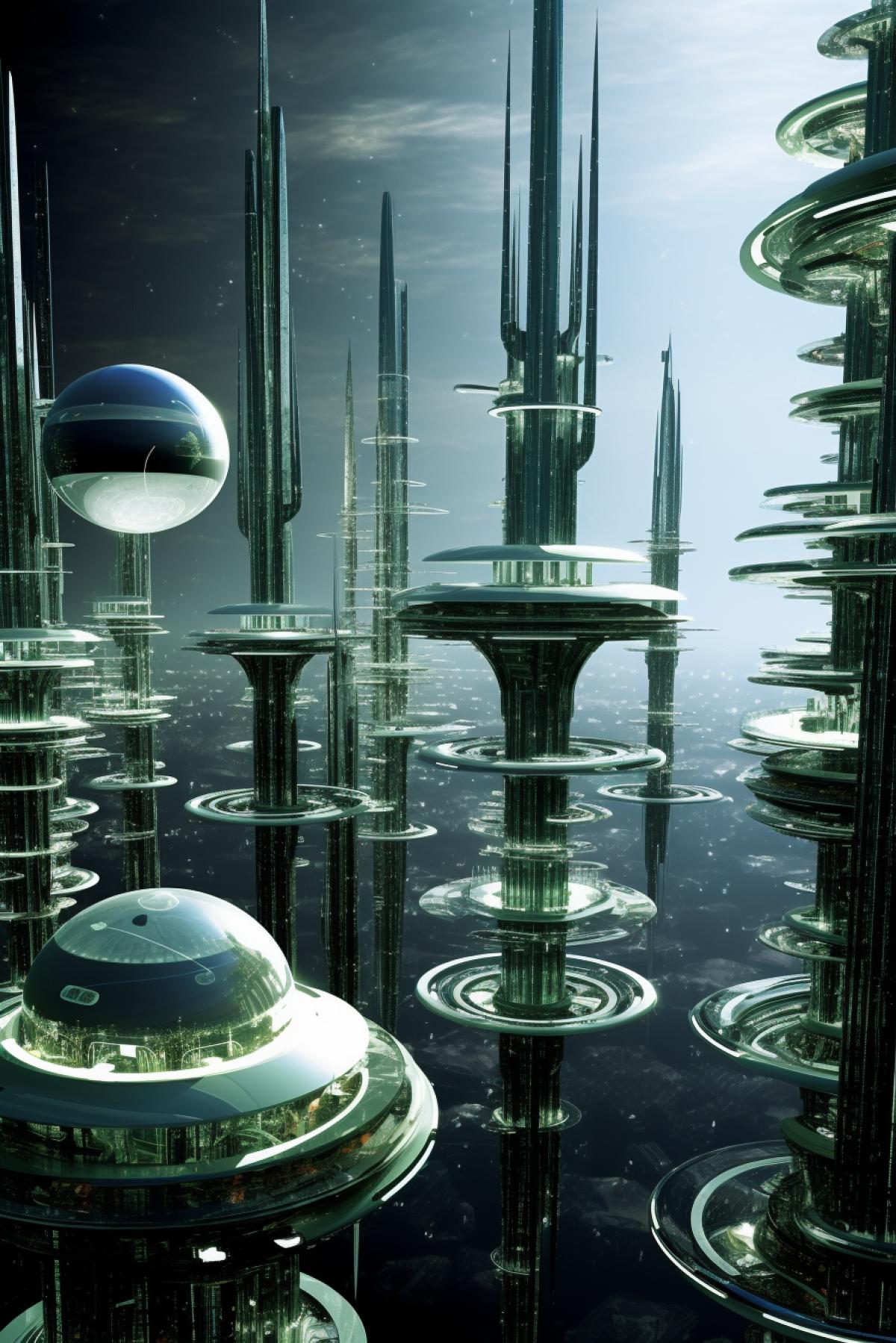 Futuristic alien city by Suzanne duchamp,
