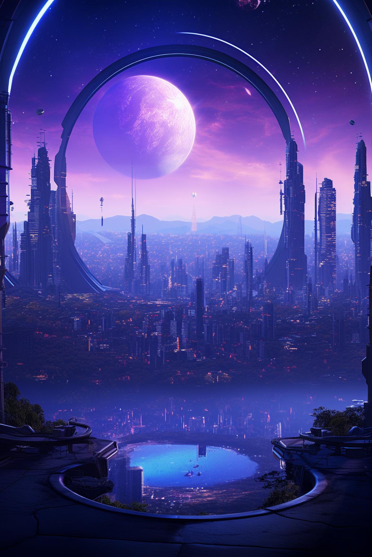 Futuristic synthwave cave city, 8k