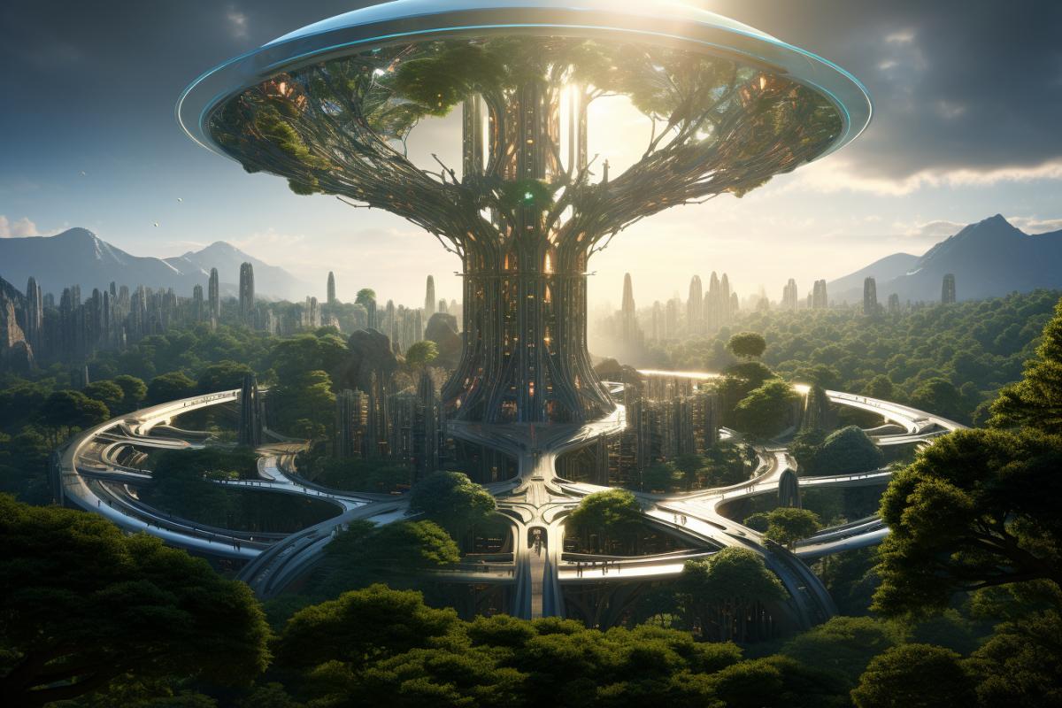 Futuristic tree star wars city
