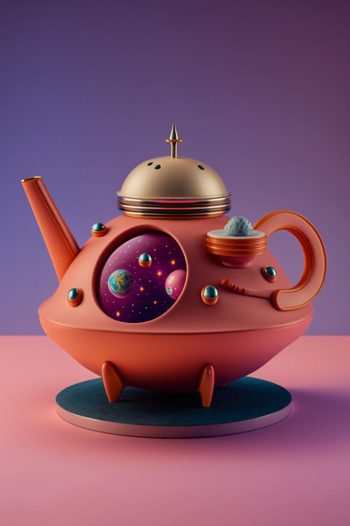 Teapot in the style of retrofuturism