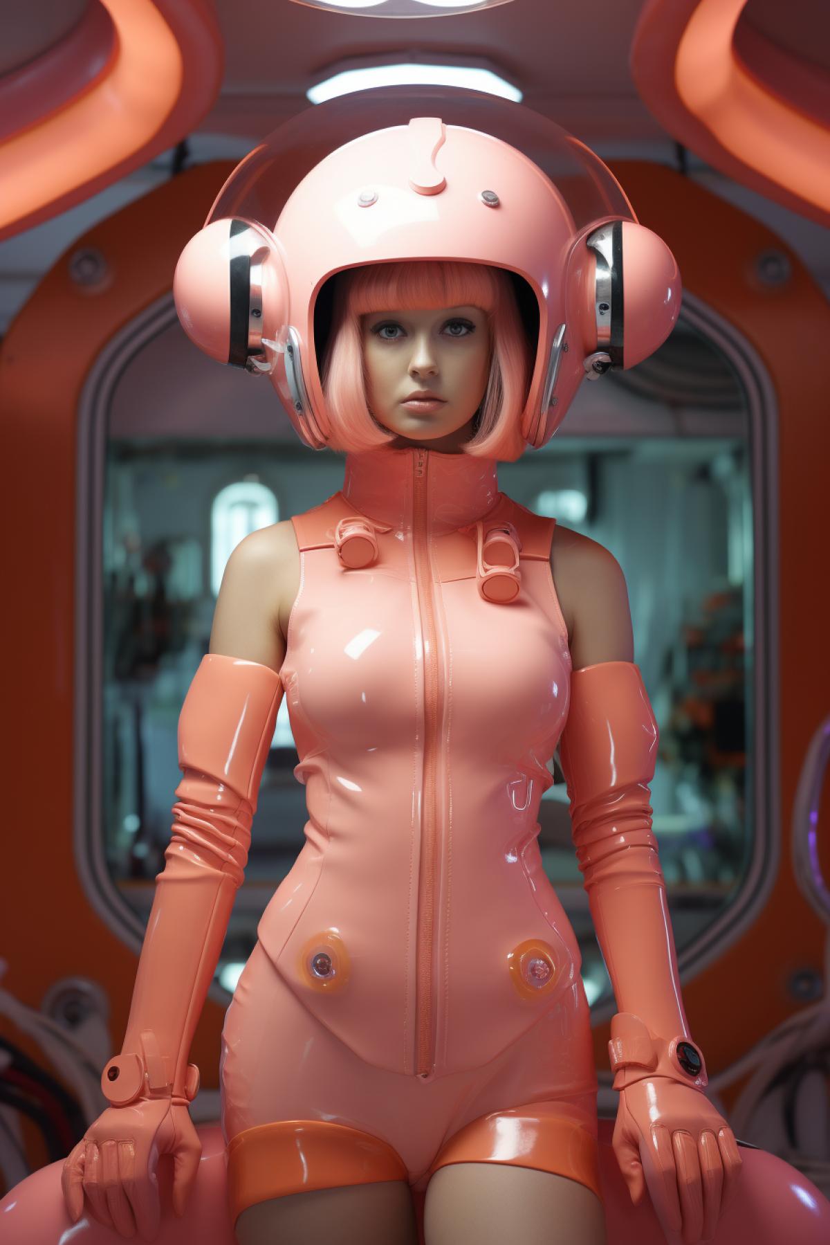 bubblegum world, beautiful full body female wearing retro helmet, female full body wearing retro clothes, detailed, photo realistic, infused toxicity, ultra detailed surroundings, volumetric lighting, finely detailed, studio lighting, ultra realism, vray, unreal engine, 16k, uhd, sharp focus, HDR, intricate design, Octane Render, Hyperrealism, crisp quality, high definition, random, unpredictable, unsplashed
