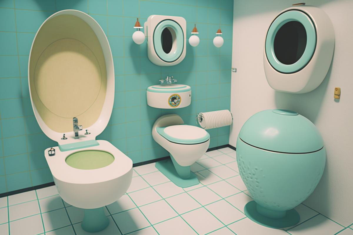 Toilet in the style of retrofuturism