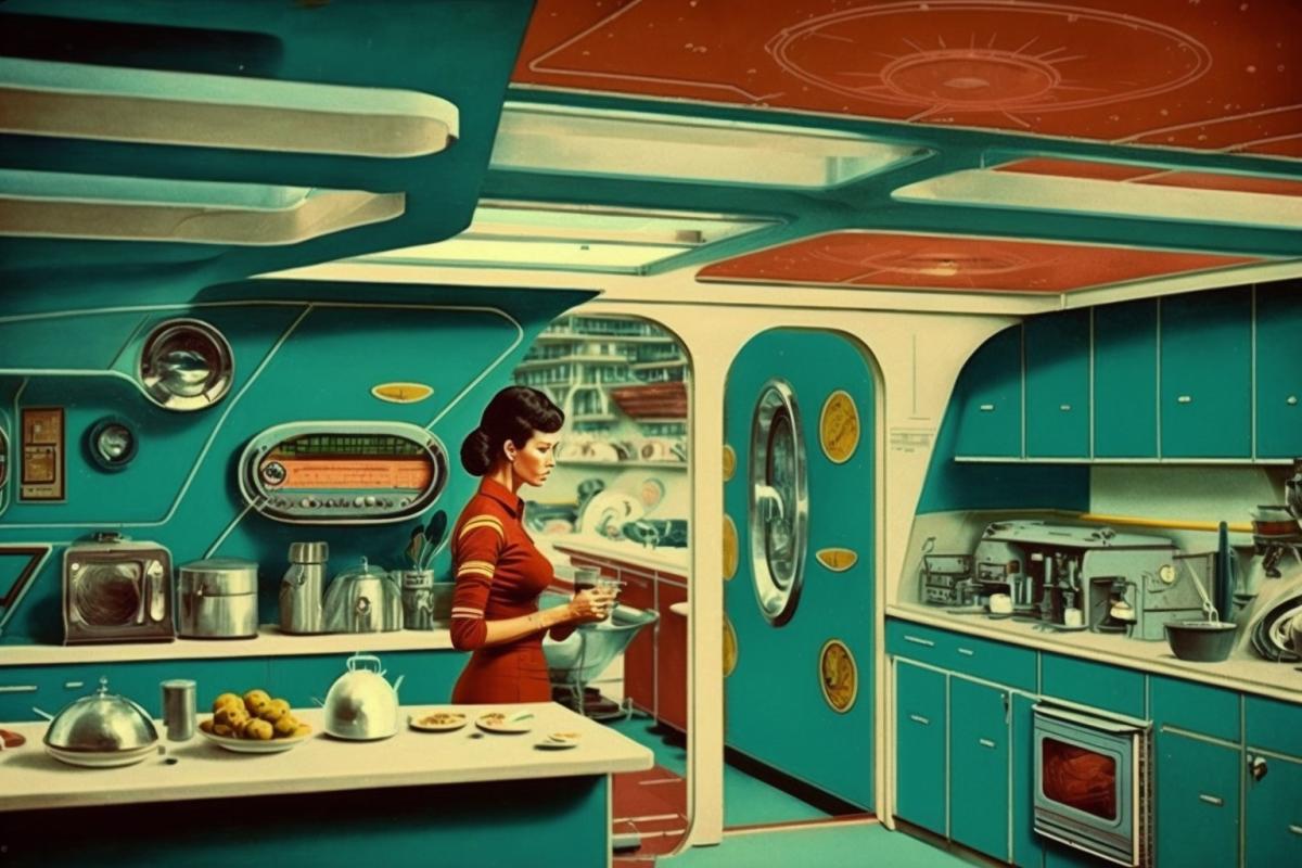 Kitchen retrofuturism, in the style of star trek