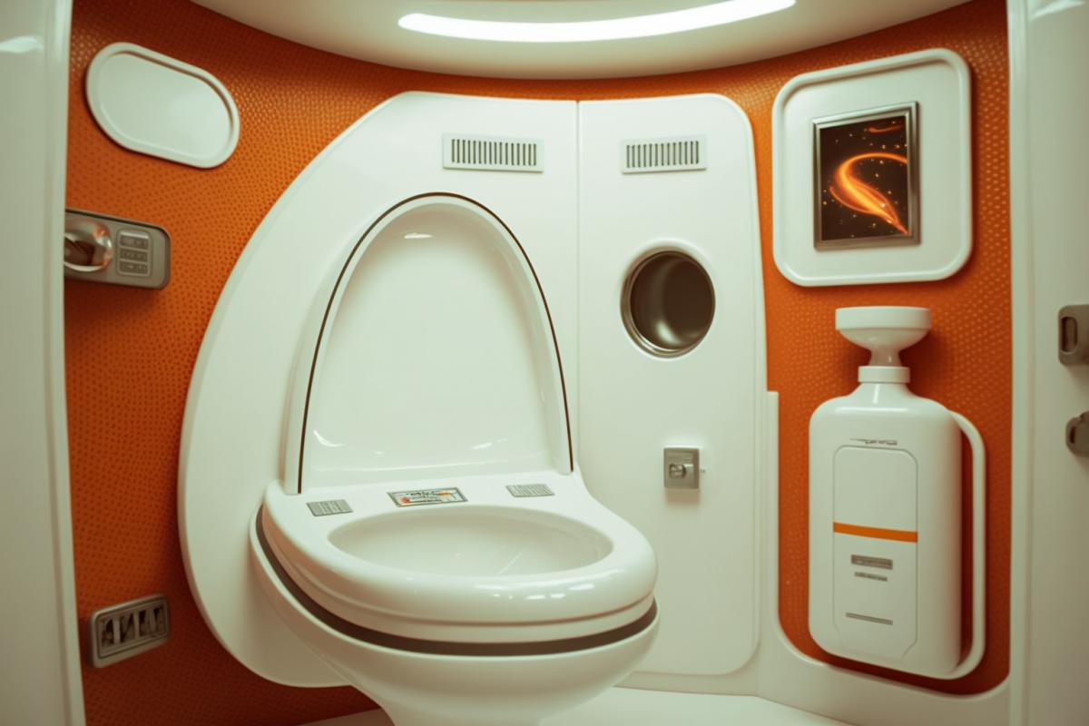 Toilet retrofuturism, in the style of star trek