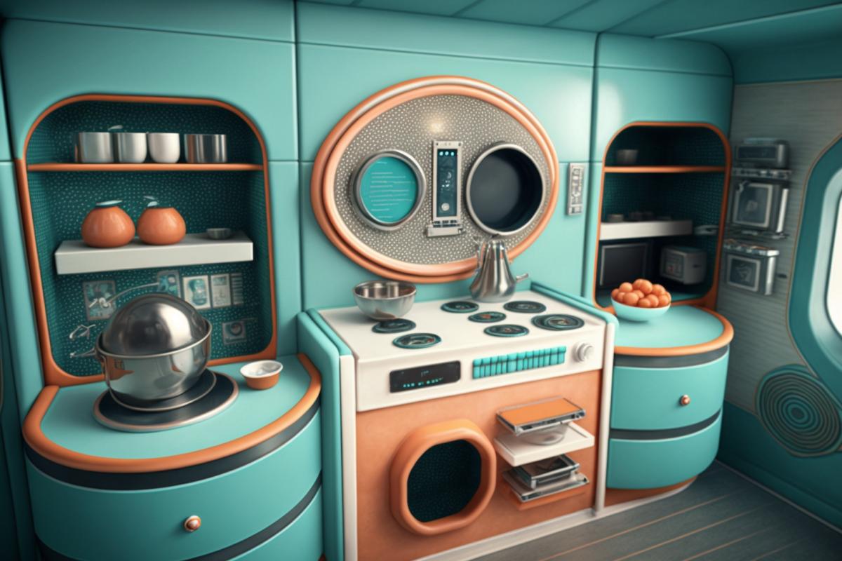 Kitchen retrofuturism, in the style of star trek