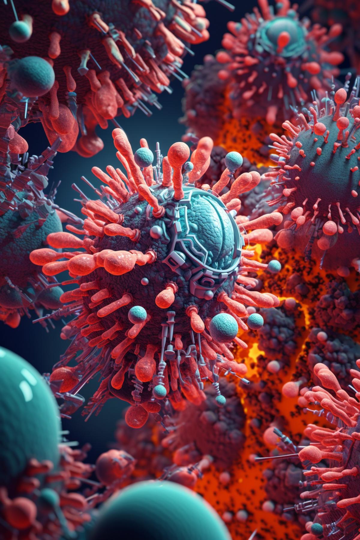 nanorobots transport drugs at the molecular level. Bright and juicy colors. High detail