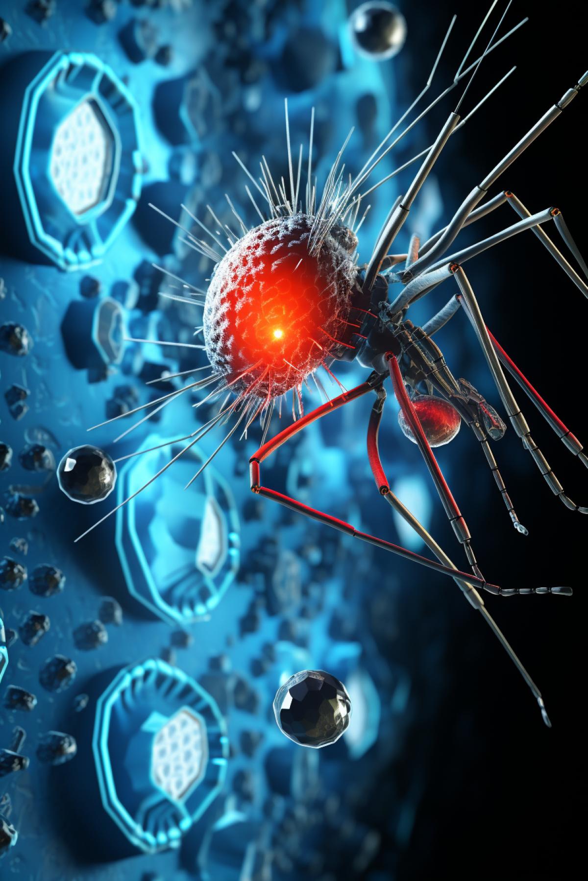 Nanobot mosquito attacks virus cells in the human circulatory system, the bizarre world of nanotechnology