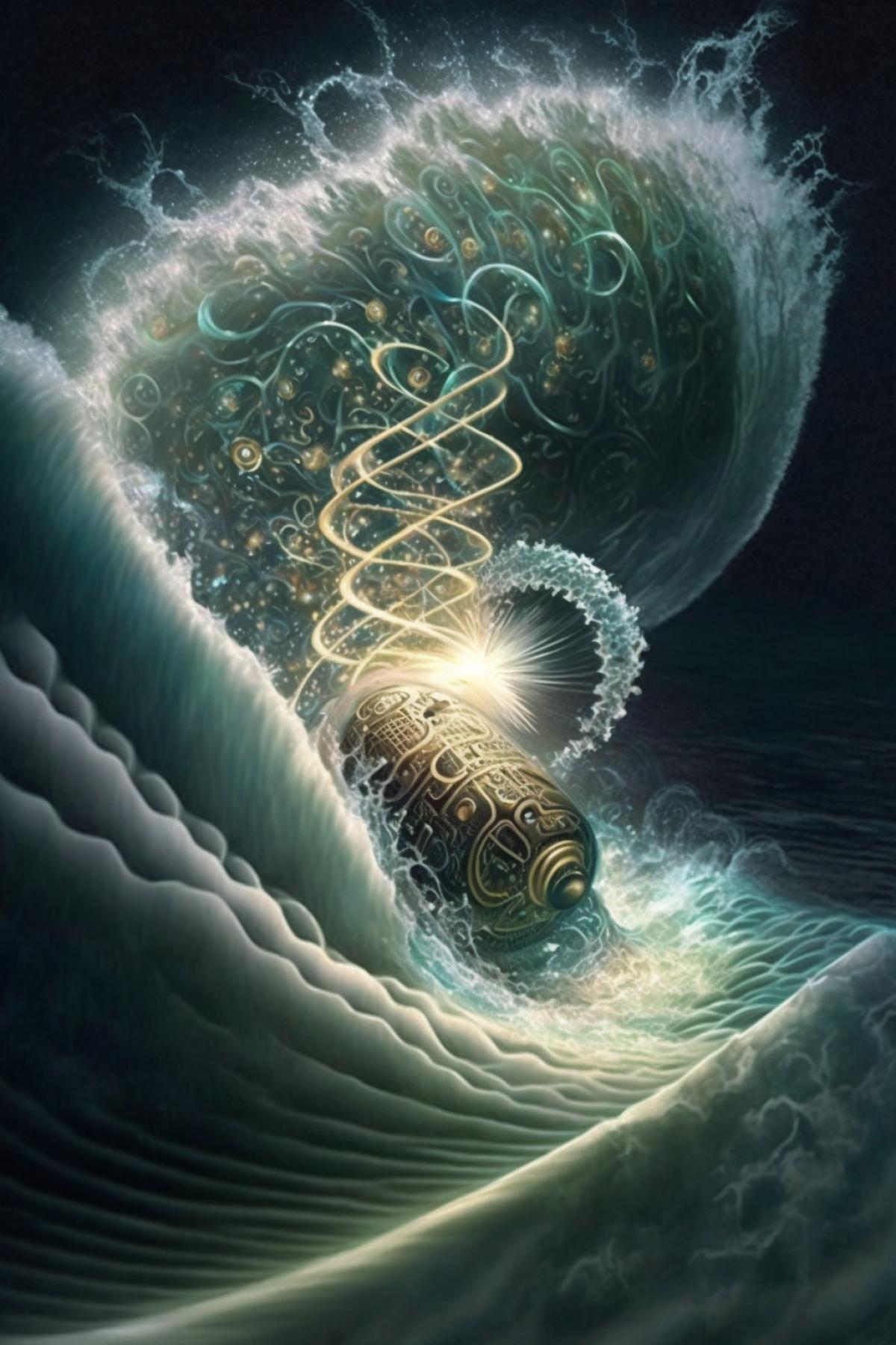 an electron surfer glides on an electromagnetic wave.