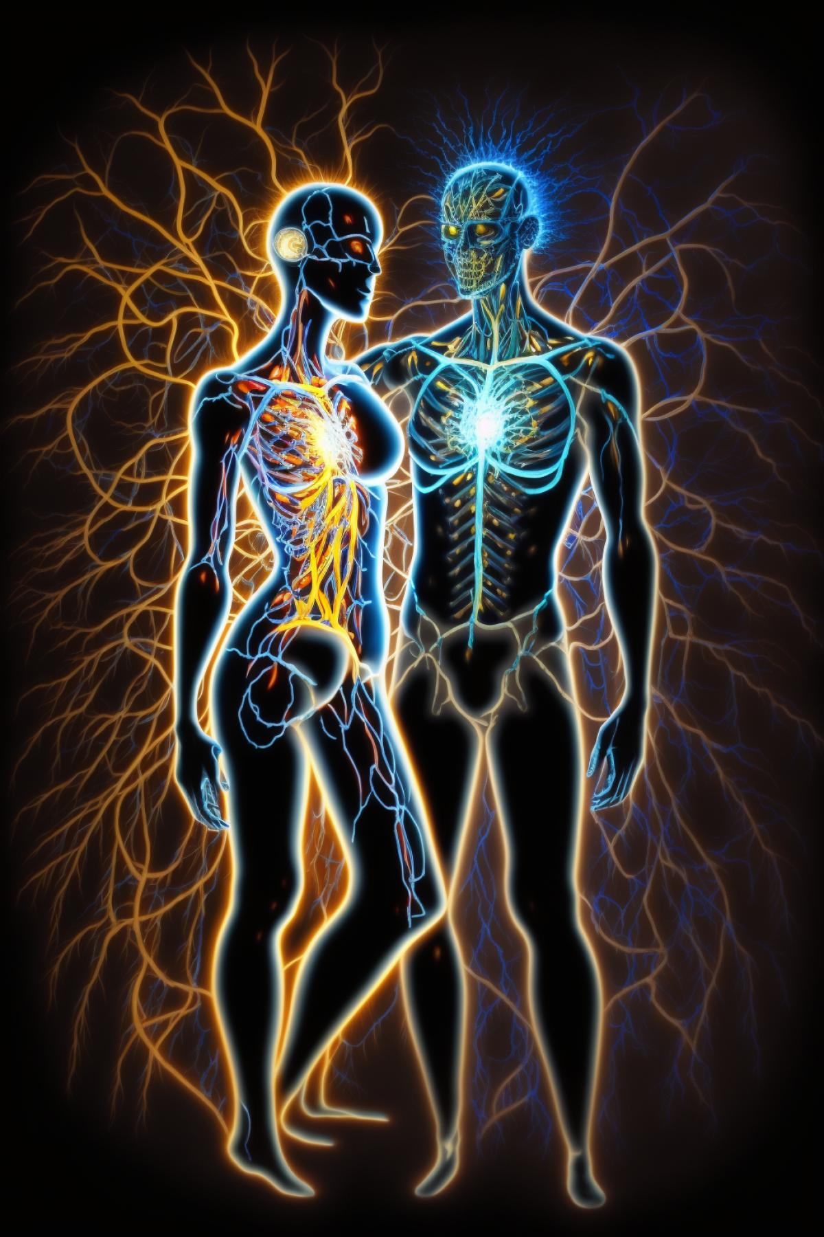 Two humanoid photons in a state of complete entanglement