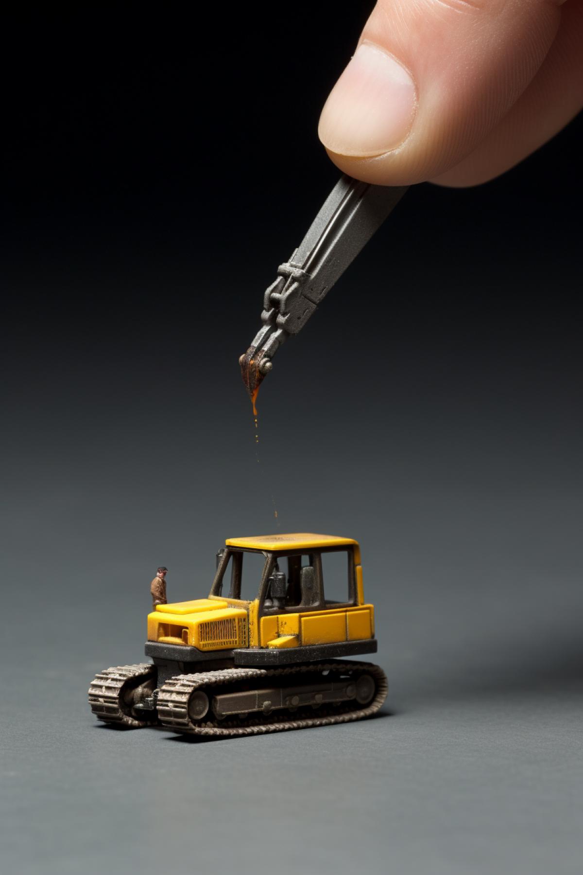Micro bulldozer on the tip of a match