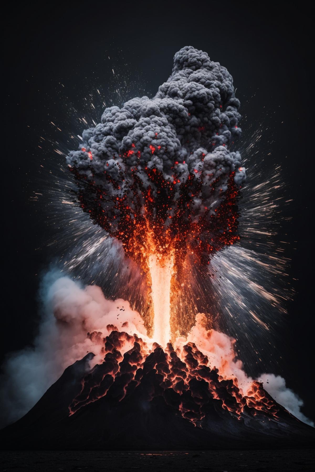 powerful eruption of a high volcano, professional photography, 8k