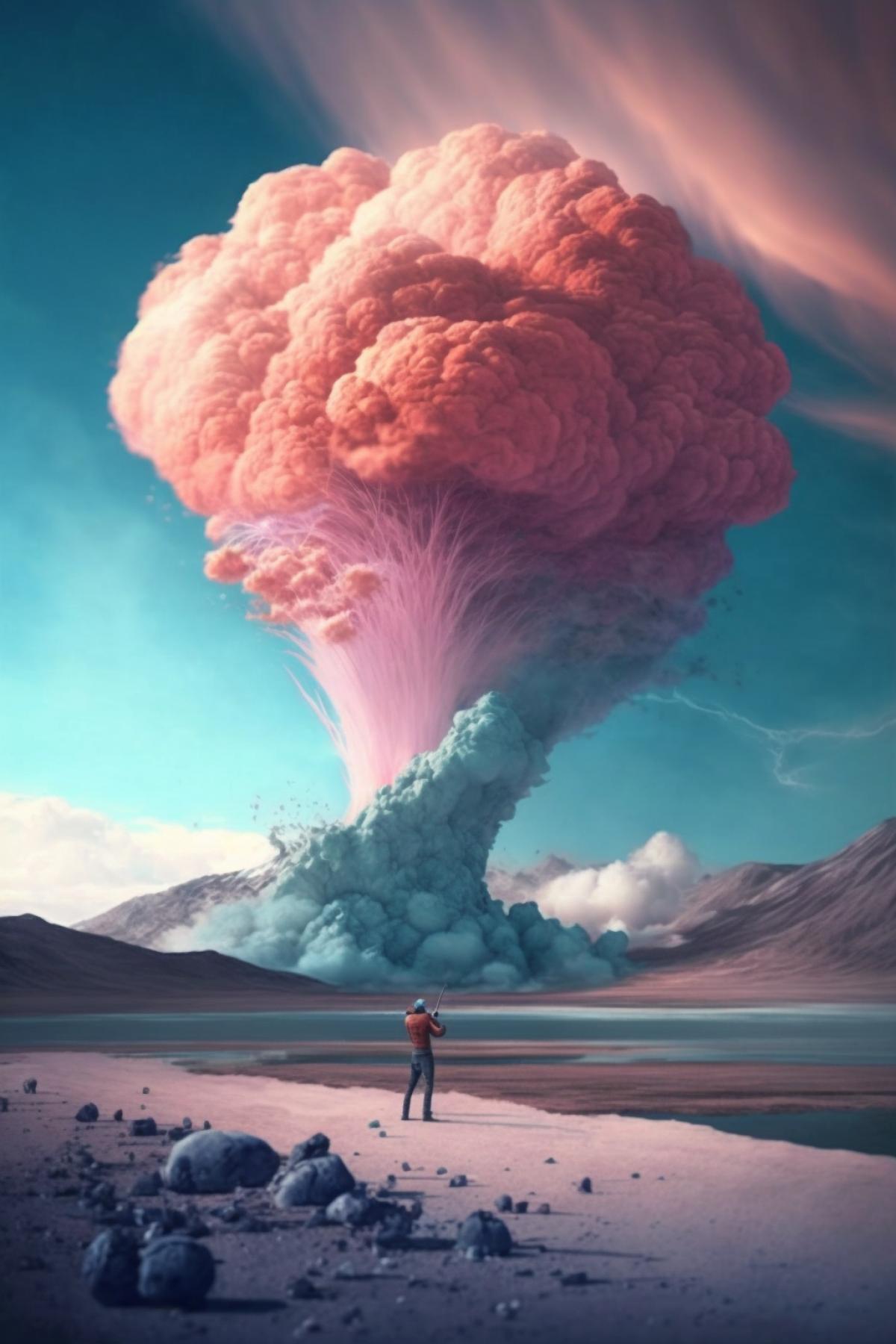 Volcano erupts with cotton candy