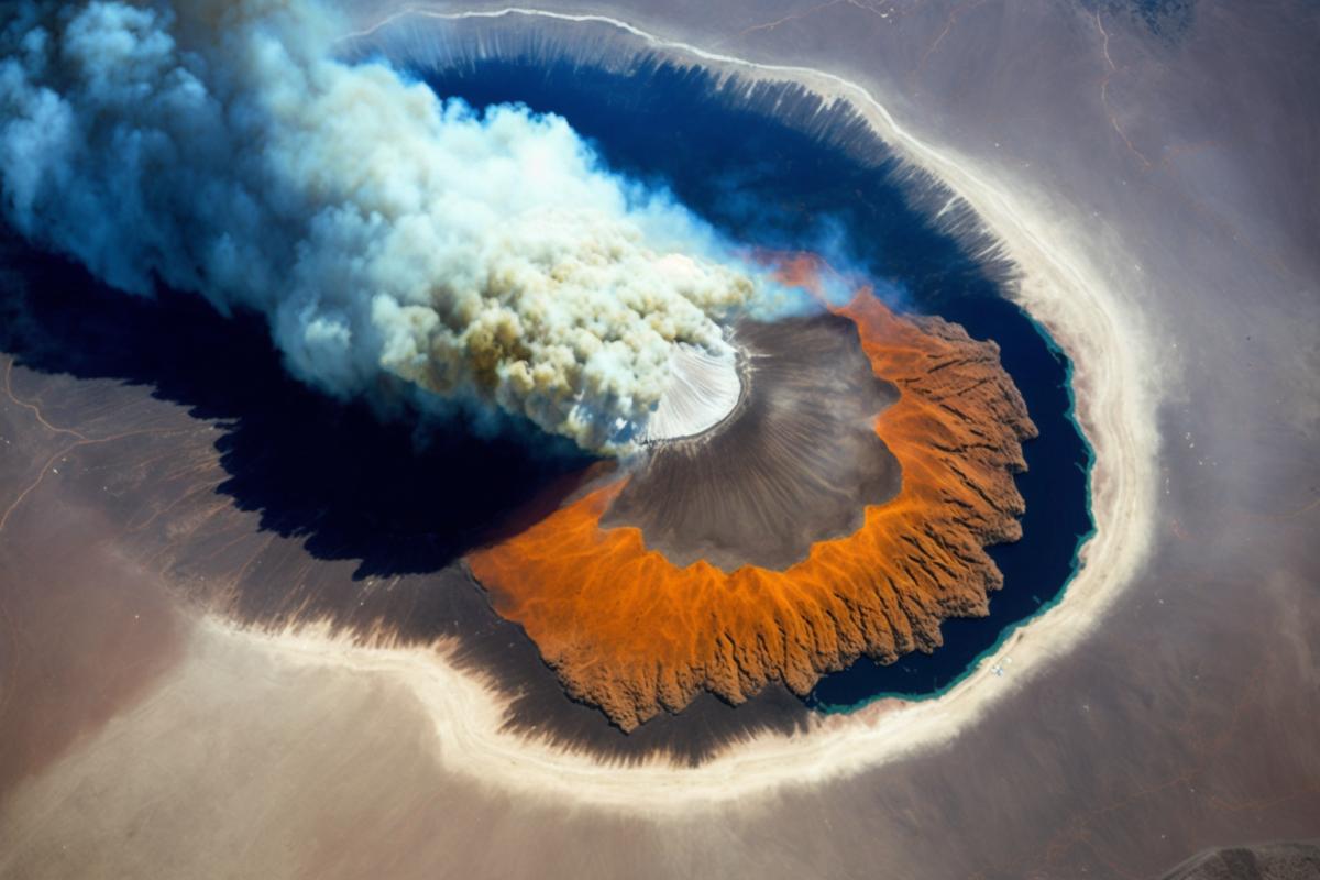 supervolcano eruption seen from space