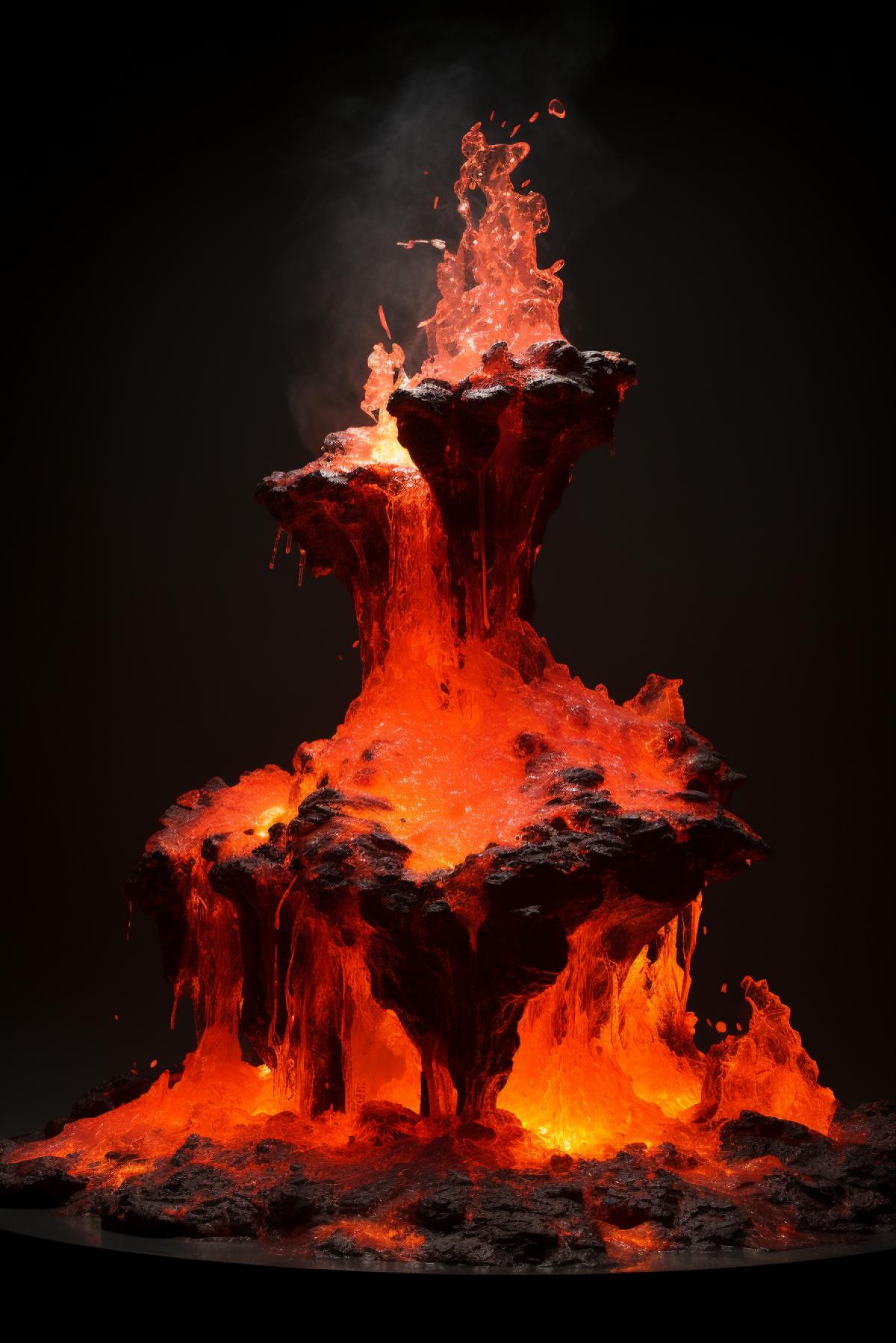 Large fiery fountain in the form of a volcano, Art object