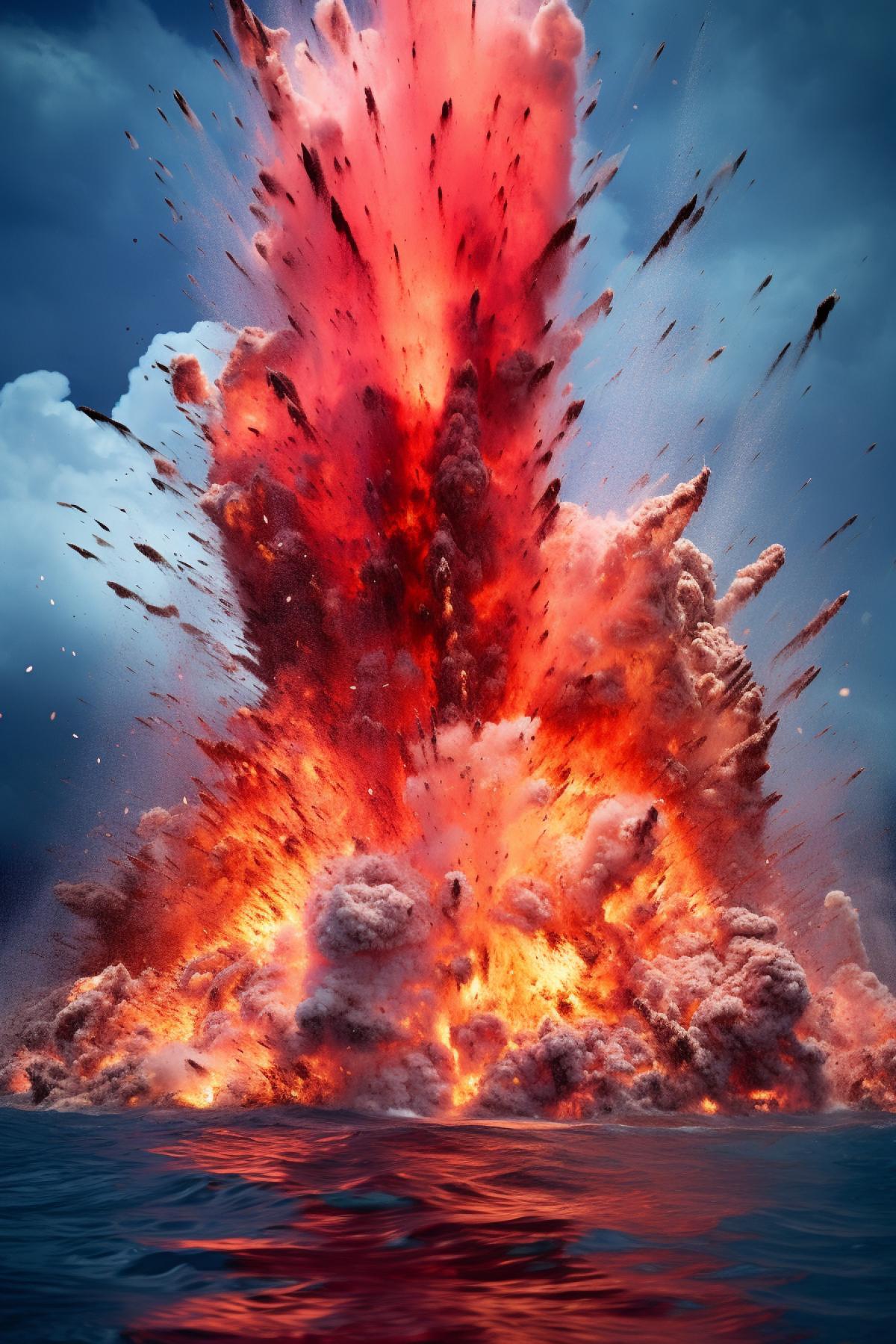 Underwater volcano eruption