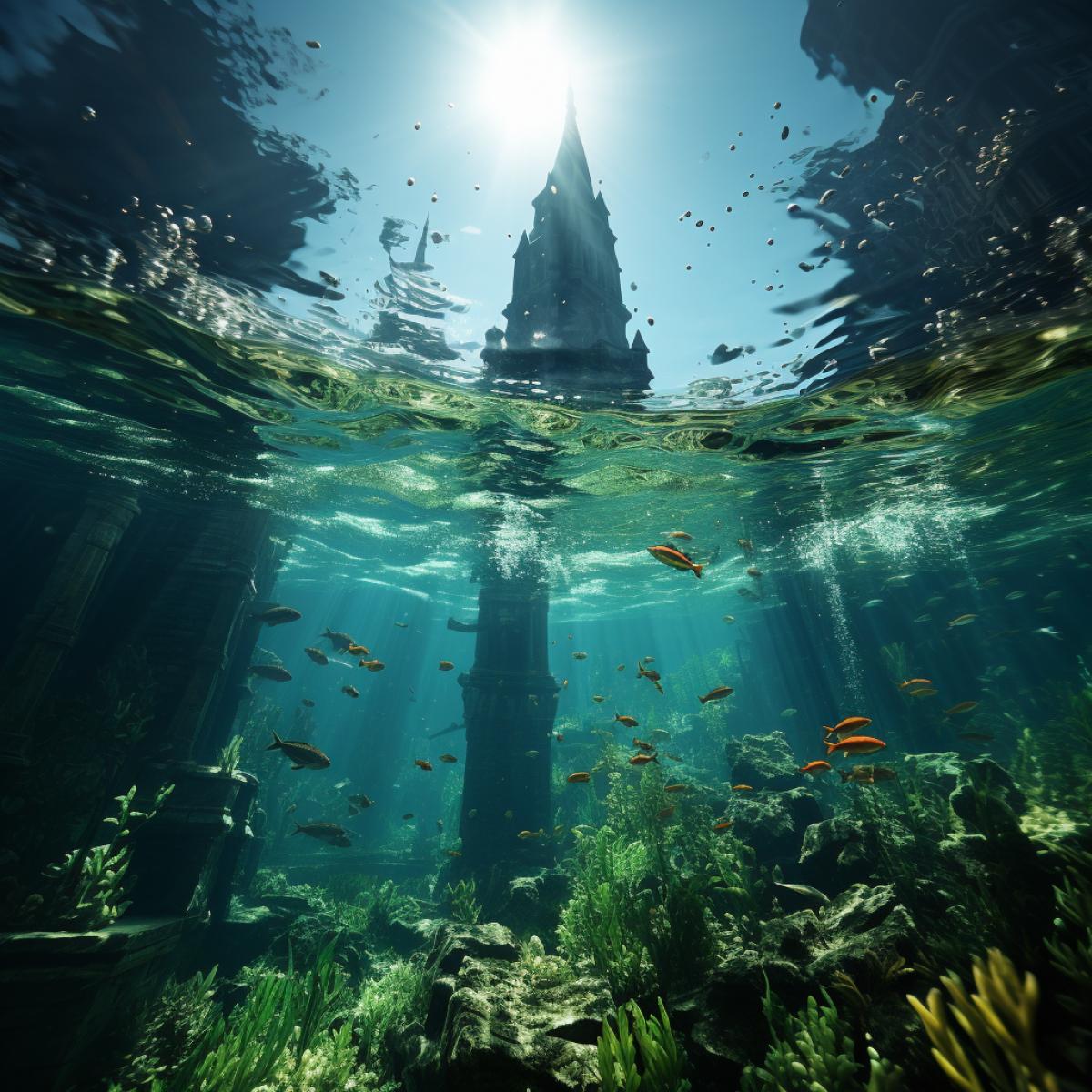 New York sank like Atlantis, underwater photo