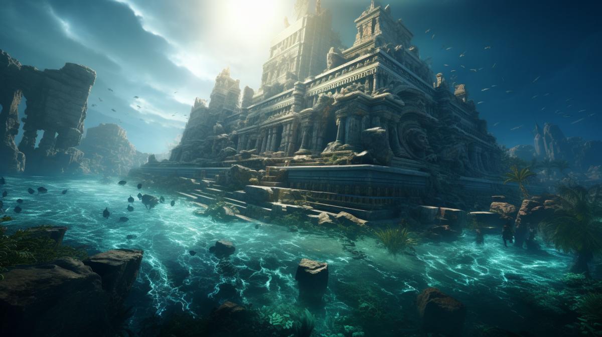 draw the sunken Atlantis in all its beauty and grandeur, draw every detail so that you can look like a real one