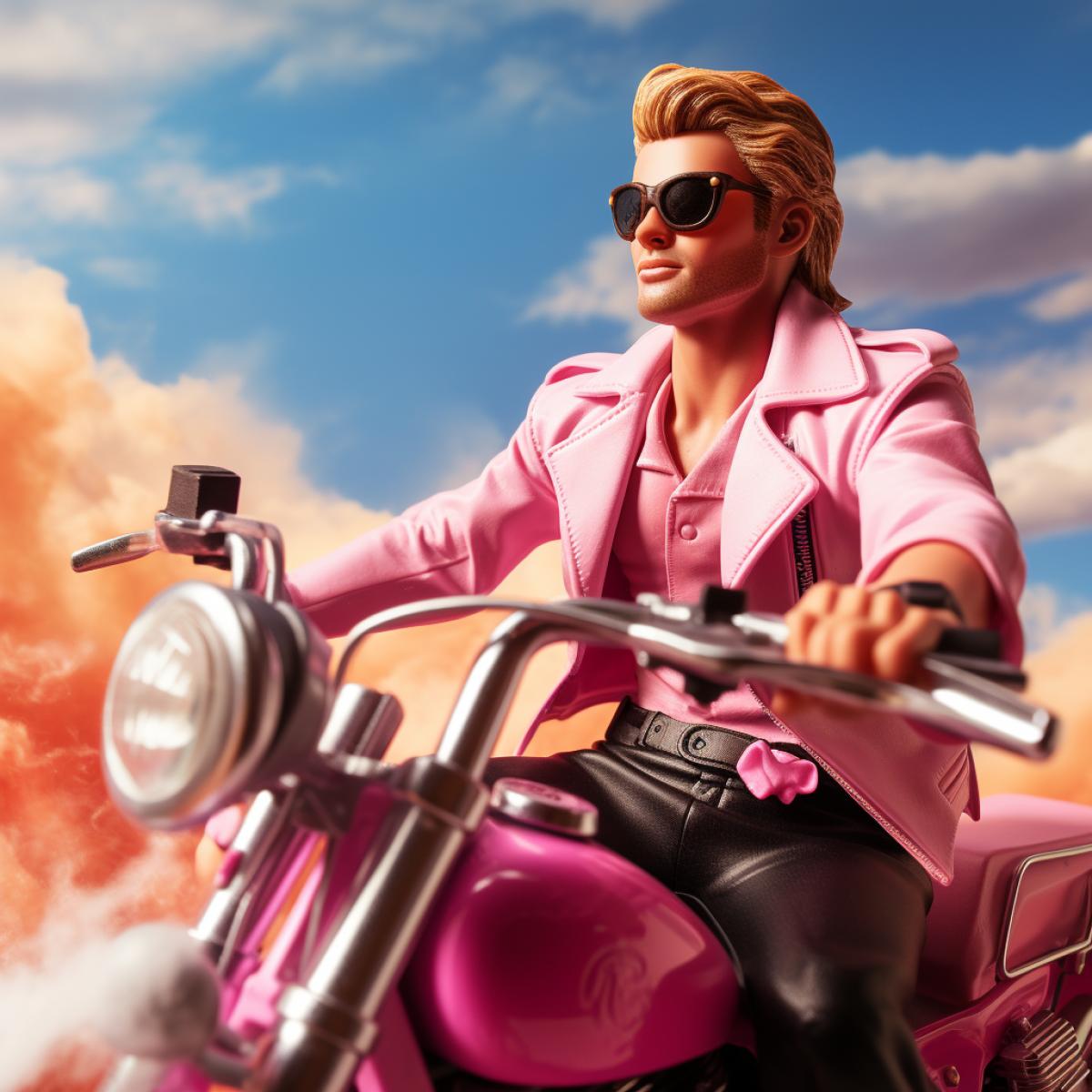 Ken in the Barbies world drives a motorcycle