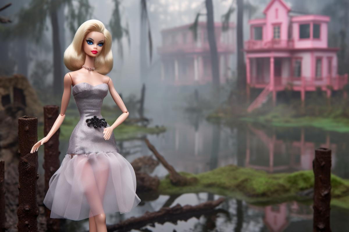Barbie got lost in a foggy pink swamp