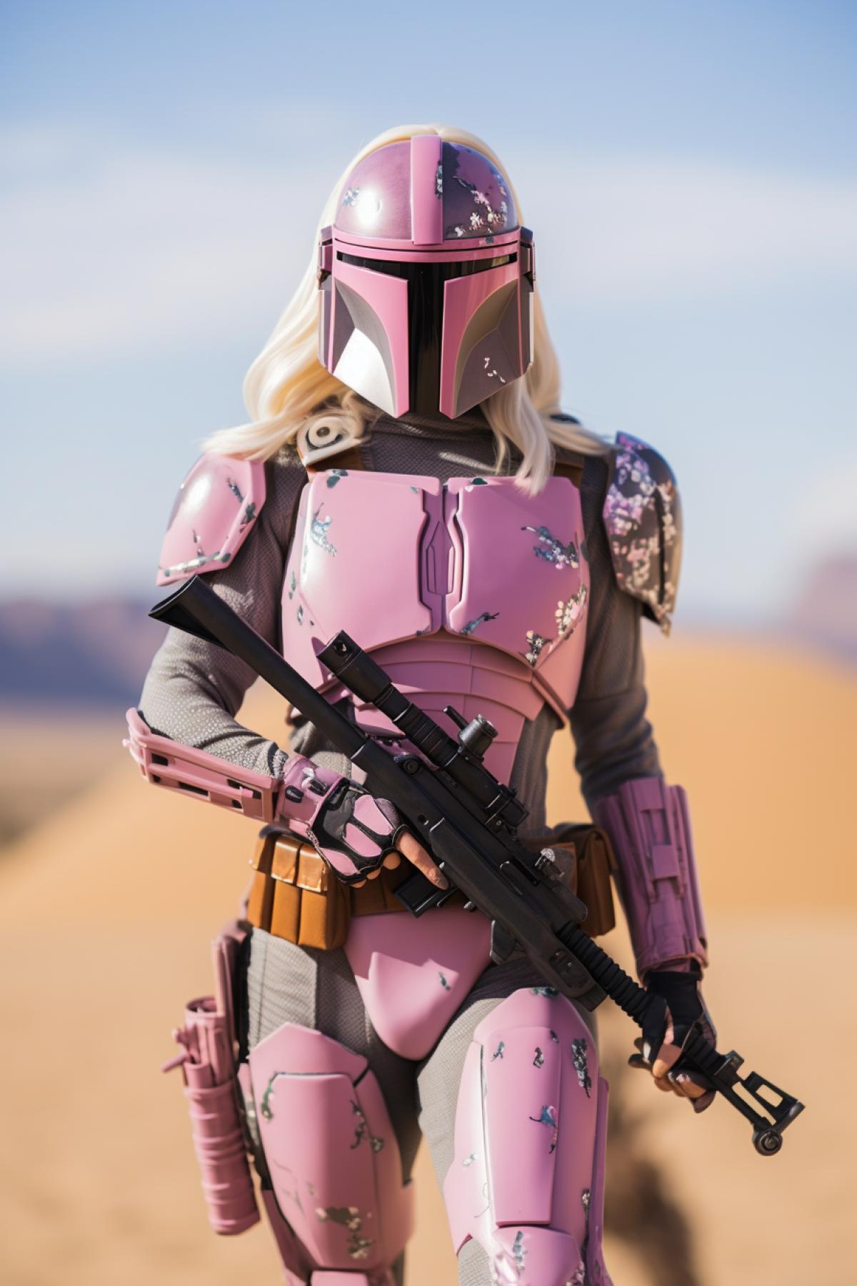 Mandalorian in the style of Barbie